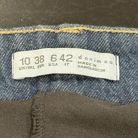 Y2K Style Micro Mini Dark Denim Skirt Shorts Skort Pockets Pleats Womens Size 6 - Picture 7 of 10